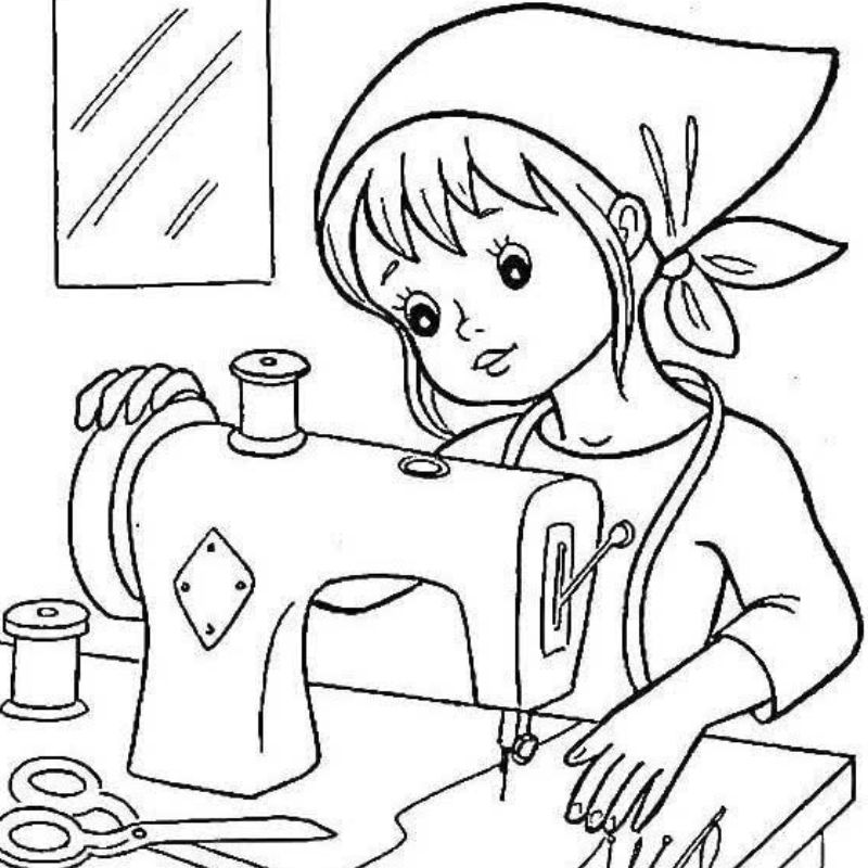 tranh tô màu nghề nghiệp thợ may