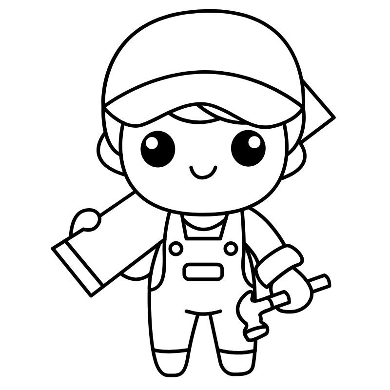 tranh tô màu nghề nghiệp thợ xây