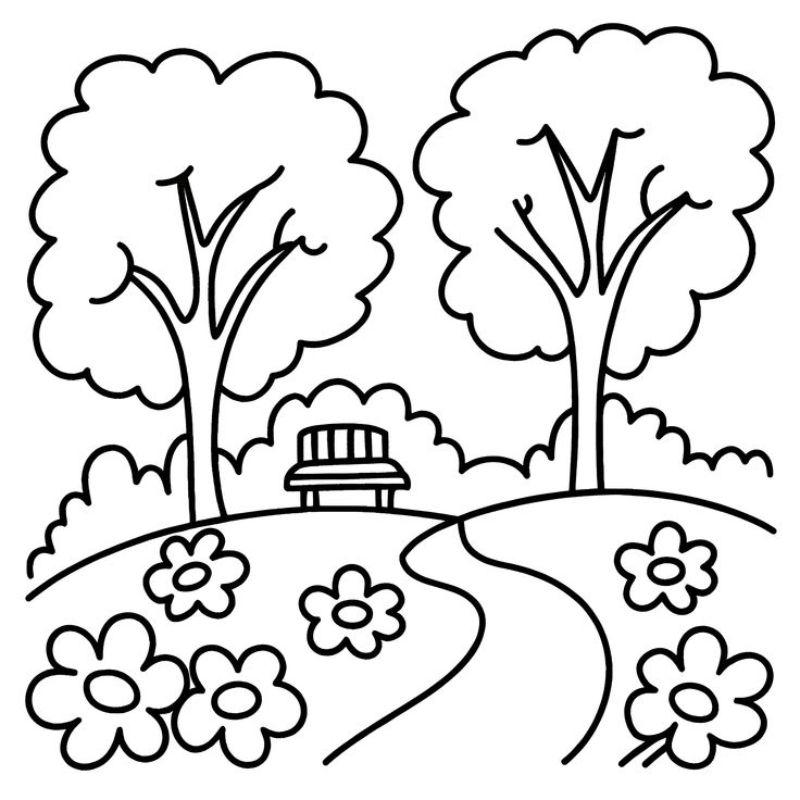 tranh tô màu phong cảnh cây cối