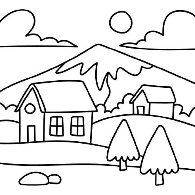 tranh tô màu phong cảnh cho bé mẫu giáo
