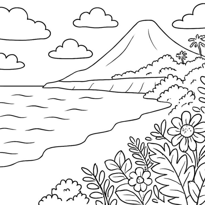 tranh tô màu phong cảnh cho các bé