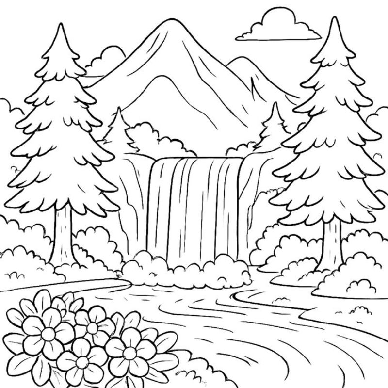 tranh tô màu phong cảnh cho trẻ lớp 5 tuổi