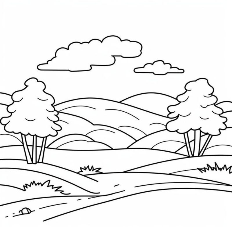 tranh tô màu phong cảnh cho trẻ nhỏ