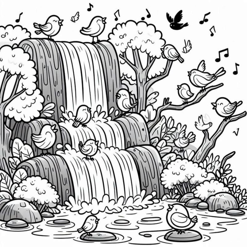 tranh tô màu phong cảnh cute