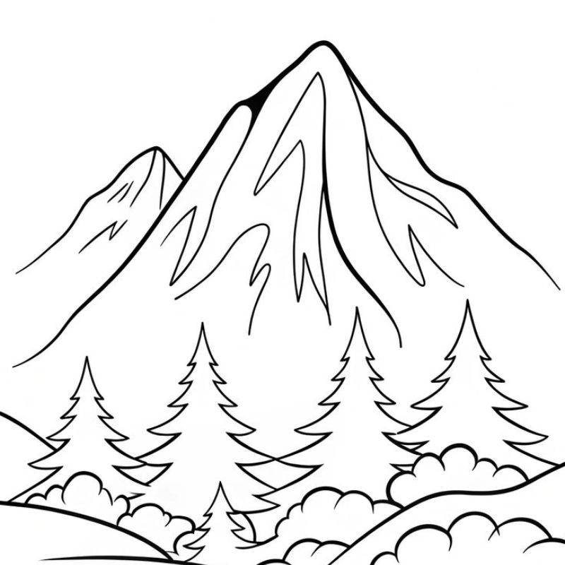 tranh tô màu phong cảnh ngon núi