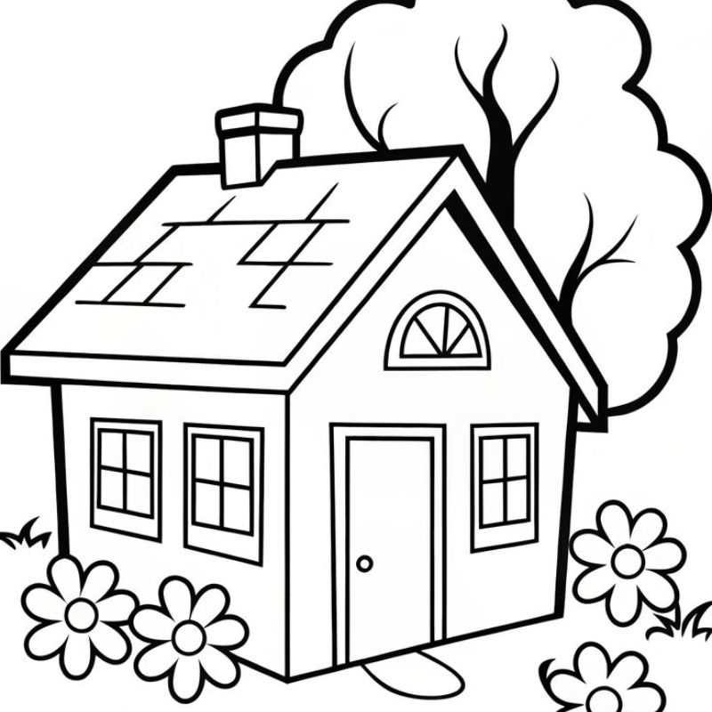 tranh tô màu phong cảnh nhà cửa