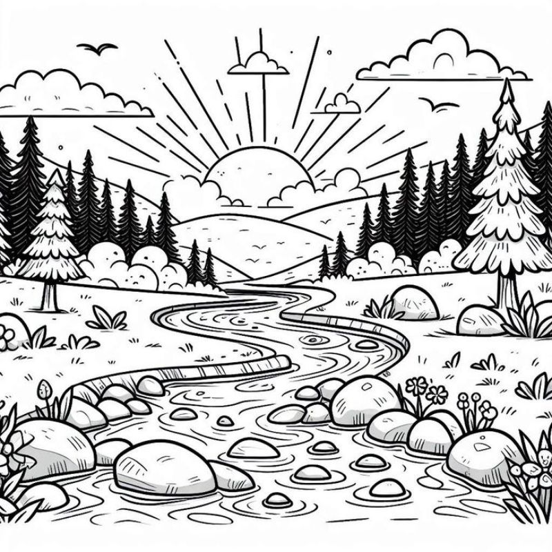 tranh tô màu phong cảnh siêu đẹp