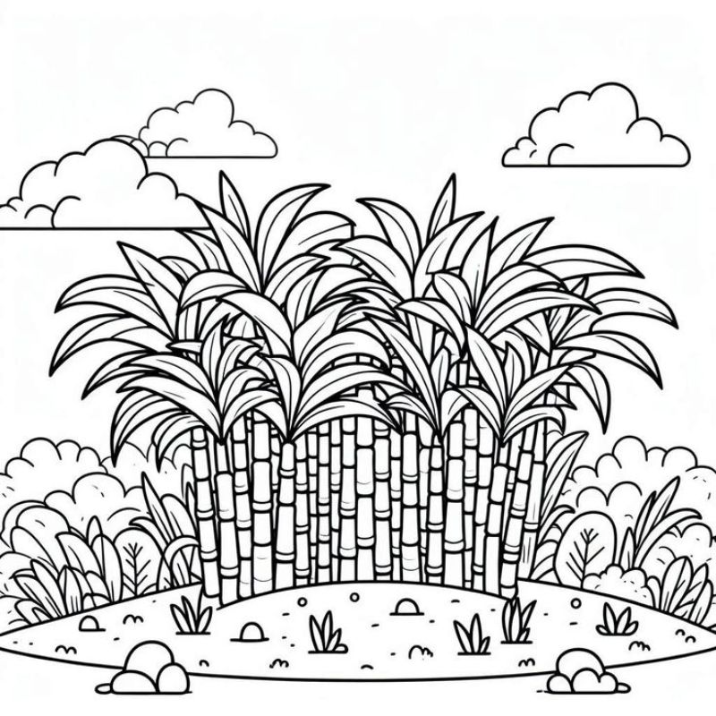 tranh tô màu phong cảnh vườn mía