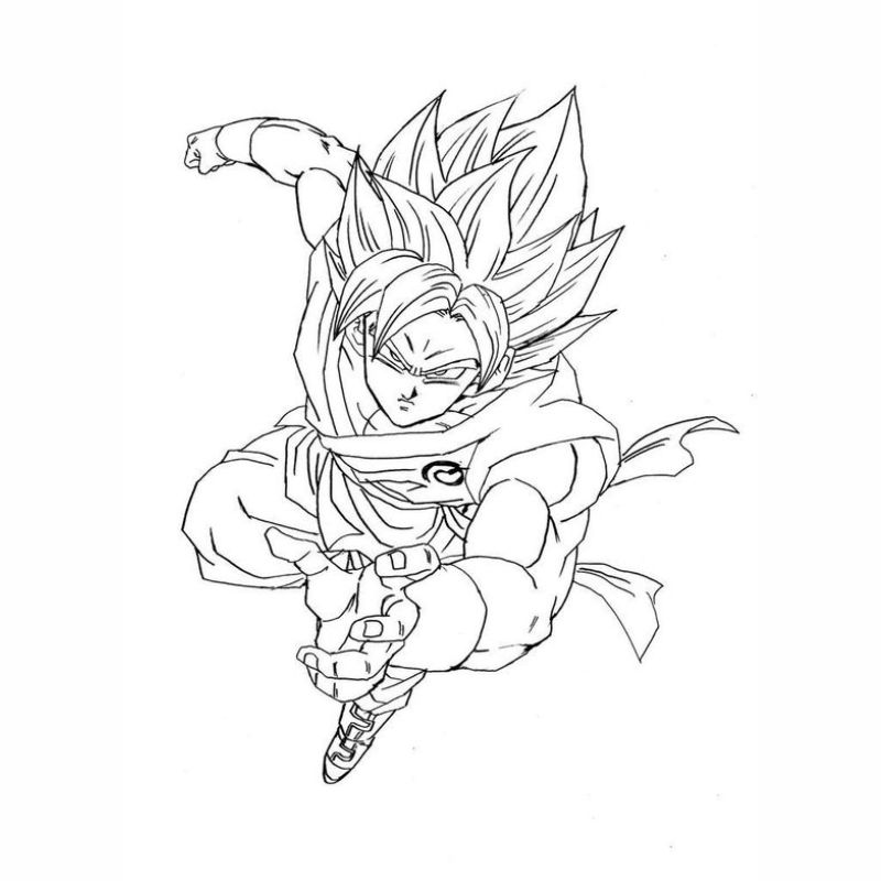 tranh tô màu songoku cho trẻ 3-4 tuôỉ