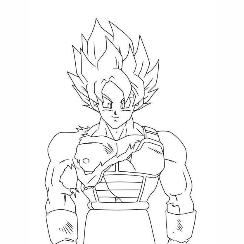 tranh tô màu songoku cho trẻ lớp 5 tuổi