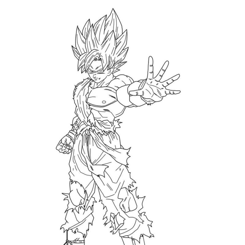 tranh tô màu songoku cho trẻ nhỏ