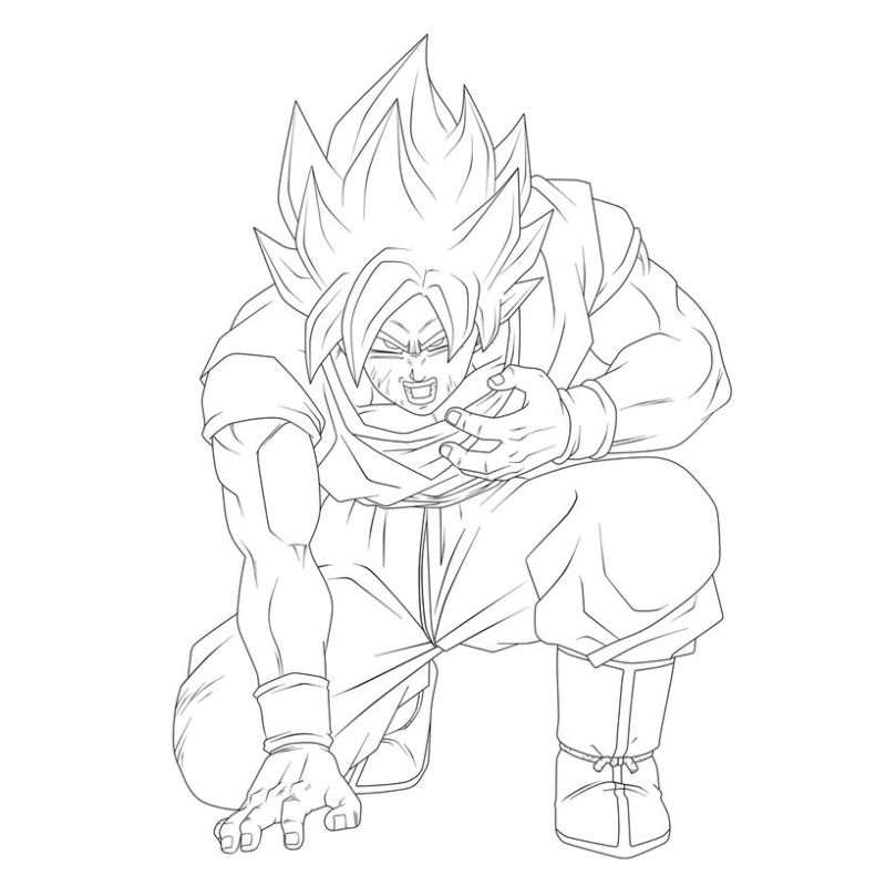 tranh tô màu songoku đáng yêu