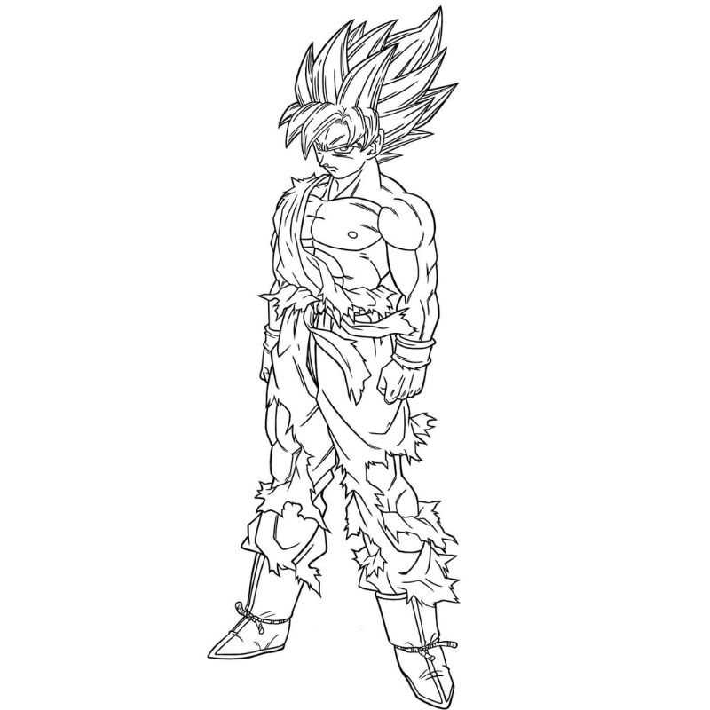 tranh tô màu songoku dễ thương