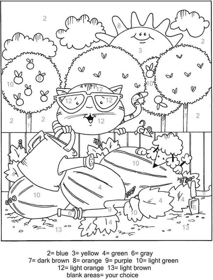 tranh tô màu theo số đáng yêu