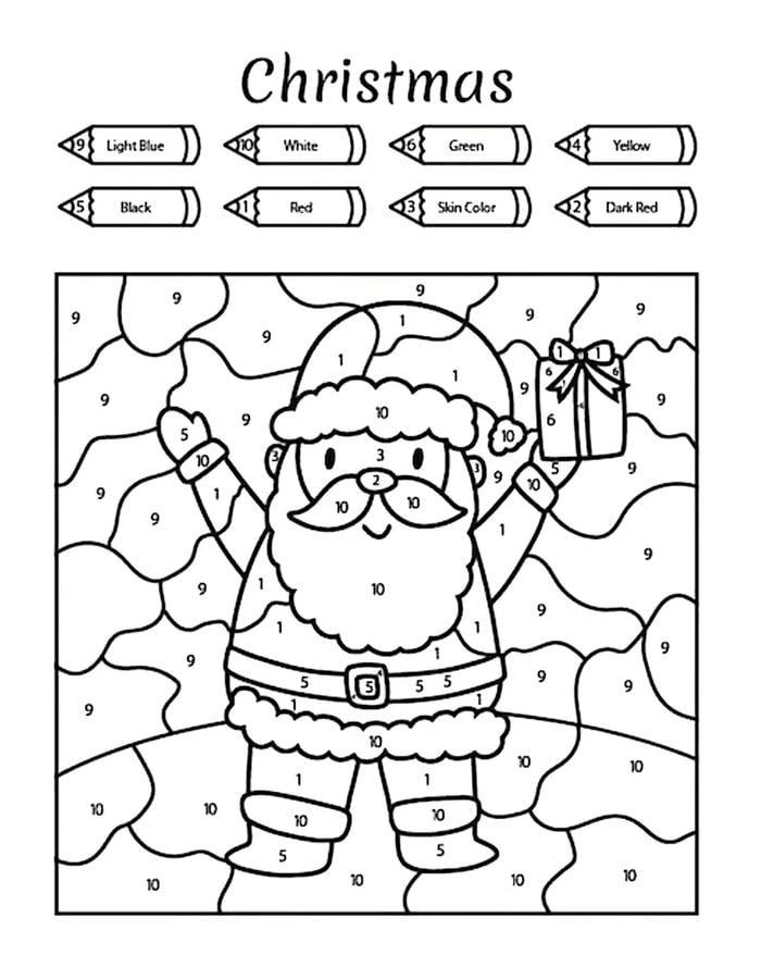 tranh tô màu theo số noel