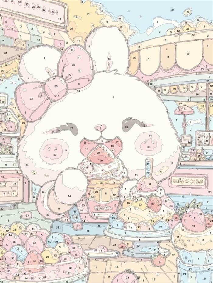 tranh tô màu theo số thỏ cute