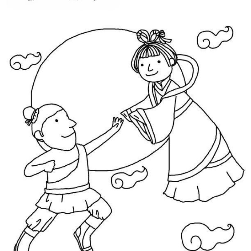 tranh tô màu trung thu chị