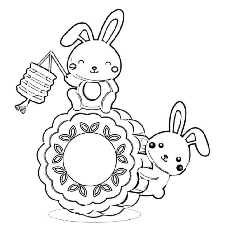 tranh tô màu trung thu thỏ