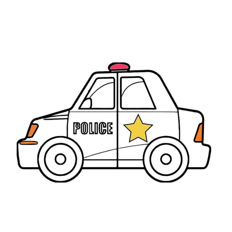 tranh tô màu xe cảnh sát cho bé 4-5 tuổi