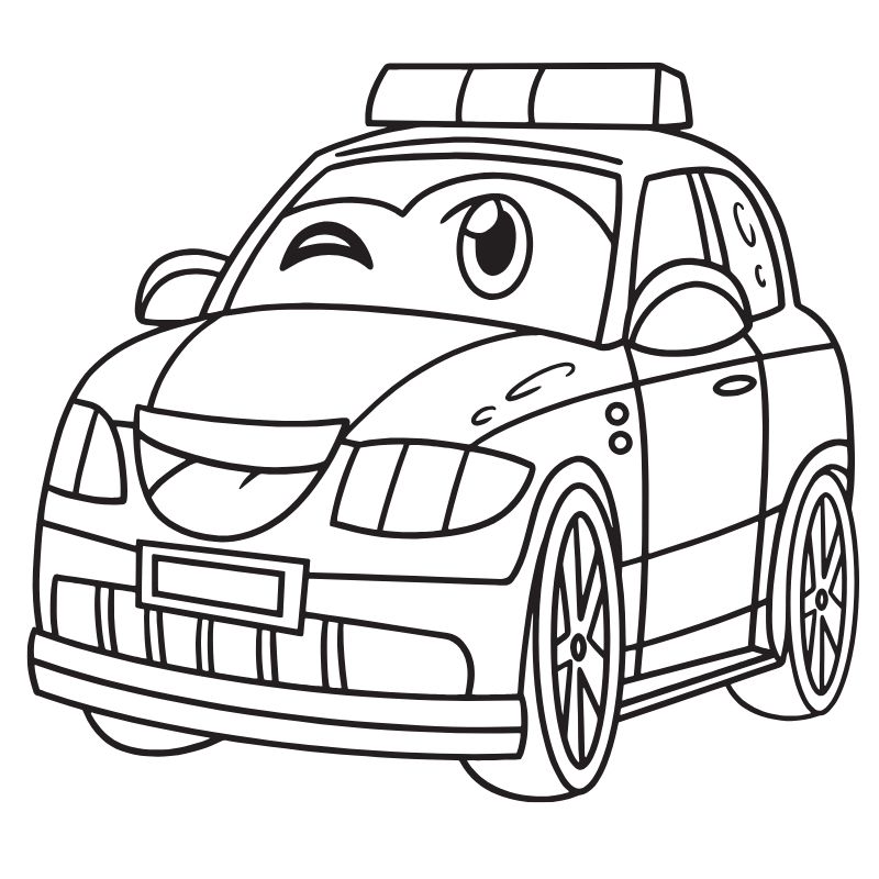 tranh tô màu xe cảnh sát cho bé 4 tuổi