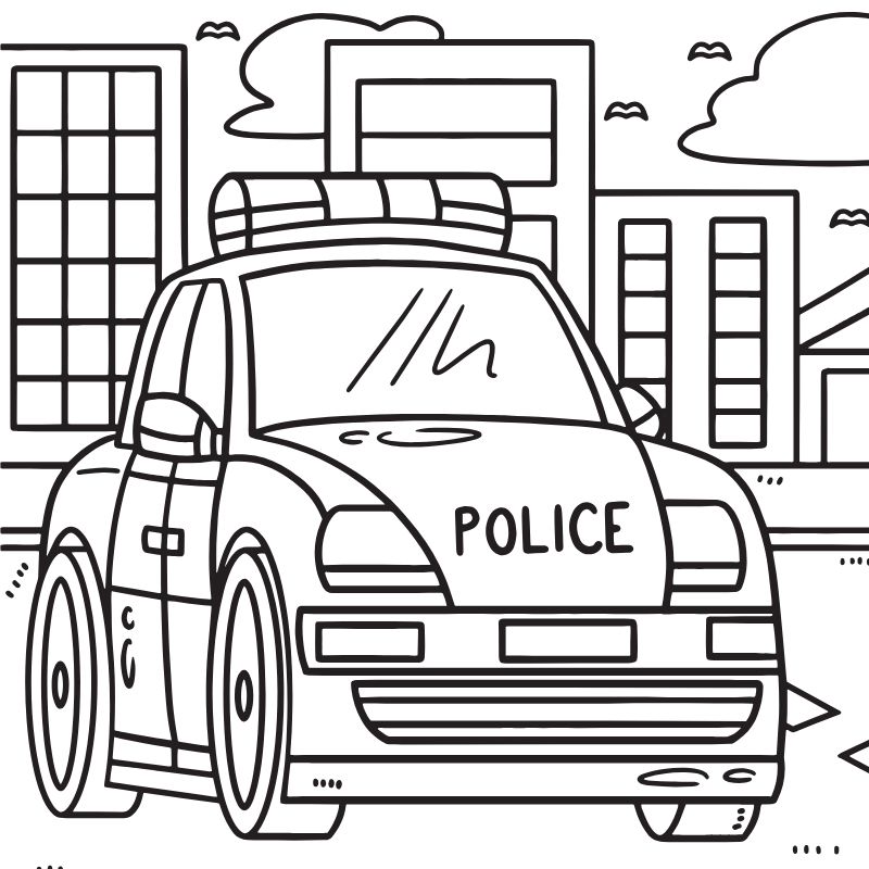 tranh tô màu xe cảnh sát cho bé mẫu giáo