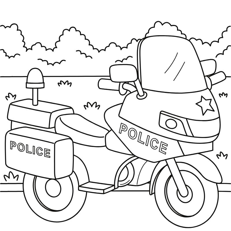 tranh tô màu xe cảnh sát cho trẻ 3-4 tuôỉ