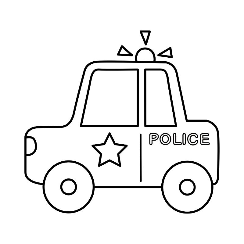tranh tô màu xe cảnh sát cho trẻ mầm non