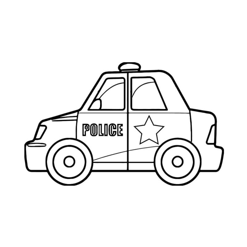 tranh tô màu xe cảnh sát dễ thương