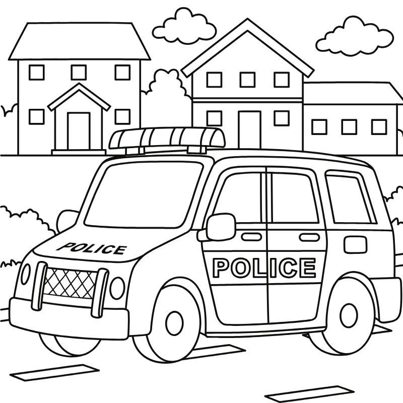 tranh tô màu xe cảnh sát đẹp